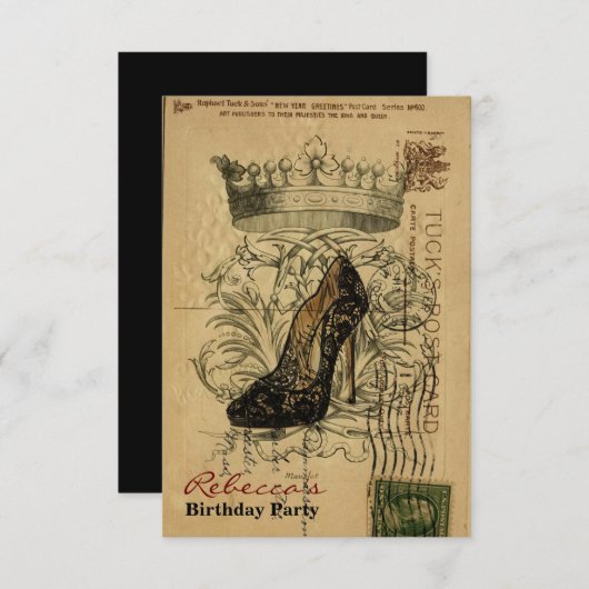 trendige Parisier-Geburtstagskarte Einladung (Vorne/Hinten)