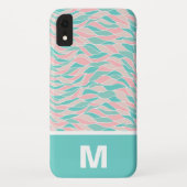 Trendige Pastel-Blätter Muster Monogramm Case-Mate iPhone Hülle (Rückseite)