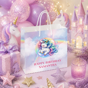 Trendige Pastell-Einhorn-Mädchen-Geburtstags-Gesch Große Geschenktüte