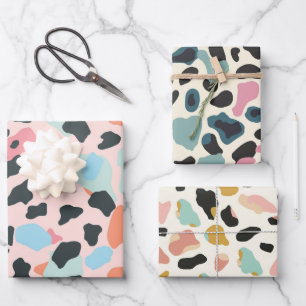 Trendige Pastell-Leopardenflecken Geschenkpapier Set