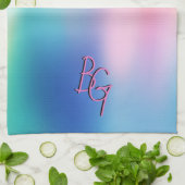 Trendige Pastell-Regenbogenfarbe-Monogramm-Initial Geschirrtuch (Gefaltet)
