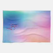 Trendige Pastell-Regenbogenfarbe-Monogramm-Initial Geschirrtuch (Horizontal)