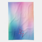 Trendige Pastell-Regenbogenfarbe-Monogramm-Initial Geschirrtuch (Vertikal)
