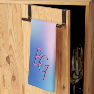 Trendige Pastell-Regenbogenfarbe-Monogramm-Initial Geschirrtuch