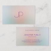 Trendige Pastellfarben Moderne Monogramm-Vorlage Visitenkarte (Vorne/Hinten)