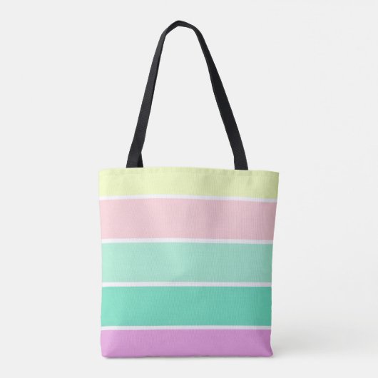 Trendige Pastellstreifen Personalisiert Tasche (Rückseite)