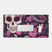 Trendige Pattern Skull Blume Elegant Moderne Coole Schreibtischunterlage (Tastatur & Maus)