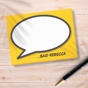 Trendige personalisierte Comic-Sprechblase Post-it Klebezettel