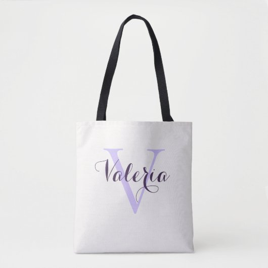 Trendige personalisierte Lavendel-Monogramm-Tasche Tasche (Vorderseite)