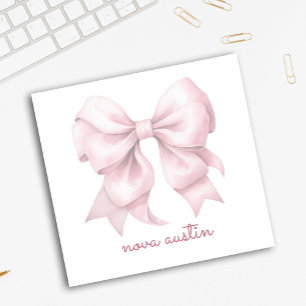 Trendige personalisierte Schleife in Rosa mit Name Post-it Klebezettel
