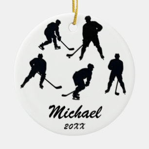 Trendige personalisierte Silhouetten von Hockeyspi Keramik Ornament