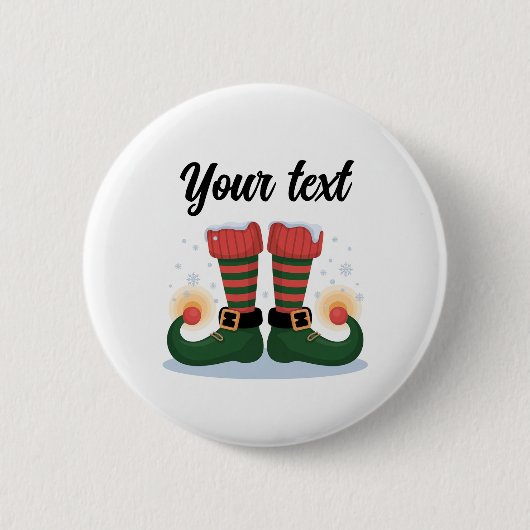 Trendige personalisierte Weihnachts-Feiertags-Elfe Button (Vorderseite)