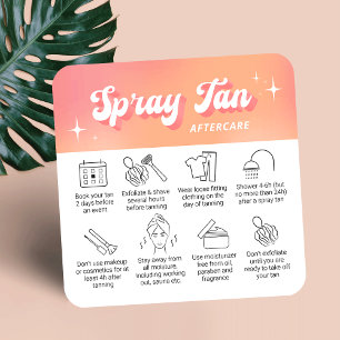 Trendige Pfirsich-Groovy-Spray-Tanning-Nachbehandl Quadratische Visitenkarte