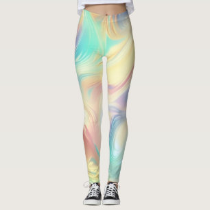 Trendige Pink Blaue gelbe abstrakte Wellen Leggings