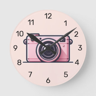 Trendige Pink Snapshot-Shoot-Kamera Fotografie Runde Wanduhr