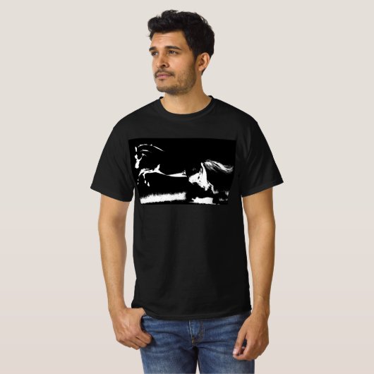 Trendige Pop Art Template Mens Curvet Horse Modern T-Shirt (Vorne ganz)