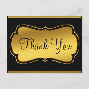 Trendige preiswerte Gold Glitter Schwarz Danke Postkarte