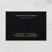 Trendige Premium Black Gold Look Text Moderne Eleg Visitenkarte (Rückseite)