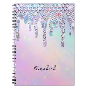 Trendige Regenbogen-Glitter-Tropfen Holografisch Notizblock
