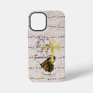 Trendige religiöse Strickwaren Brauner Schmetterli iPhone 12 Mini Hülle