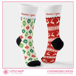 Trendige Rentier-Ornament-Muster Socken