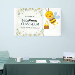 Trendige Retro-Daisy-Blumen-Lehrer-Klassenzimmer-W Banner
