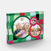 Trendige Retro Karierte Runde 3 Fotoblock (Links)