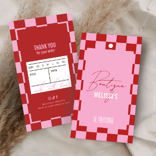 Trendige Retro-Rosa-Kleidungsboutique-Preisetikett