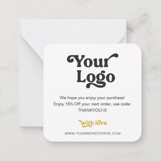 Trendige Retro-Schriftart-Logo-Geschäft Vielen Dan Mitteilungskarte (Rückseite)