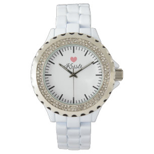 Trendige Rhinestone Weiße Schmelz Damen-Uhr Armbanduhr