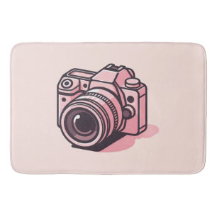 Trendige rosa DSLR-Kamera-Fotografie personalisier Badematte