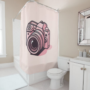 Trendige rosa DSLR-Kamera-Fotografie personalisier Duschvorhang