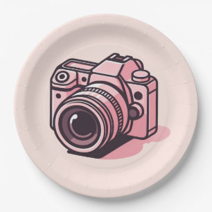 Trendige rosa DSLR-Kamera-Fotografie personalisier Pappteller