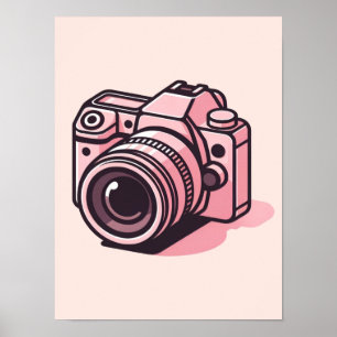 Trendige rosa DSLR-Kamera-Fotografie personalisier Poster