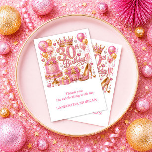 Trendige rosa Glitter 30. Geburtstags-Dankeskarten Dankeskarte