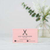 Trendige rosa Haarschneider-Schere Logo Terminkarte (Stehend Vorderseite)