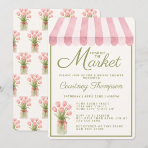 Trendige rosa Hochzeitsdusche Fresh Off The Market Einladung