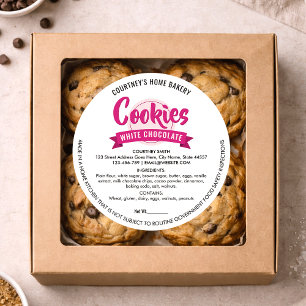 Trendige rosa Kekse Etikett Cottage Bäckerei Verpa Runder Aufkleber