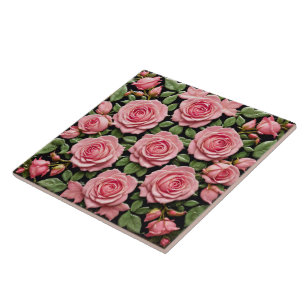 Trendige rosa Rosen Schöne Kollektion Fliese