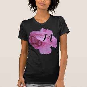 Trendige rosa Rosenblume schwarzes M-Monogramm anp T-Shirt