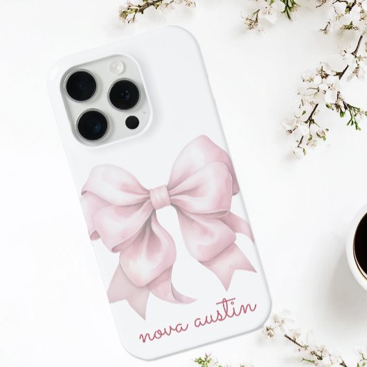 Trendige rosa Schleife personalisiert mit Namen Mo iPhone Hülle