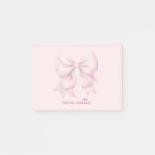 Trendige rosa Schleife personalisiert mit Namen Mo Post-it Klebezettel (Vorderseite)