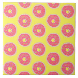 Trendige rosa Sprinkles-Donuts Lustiges Muster  Fliese