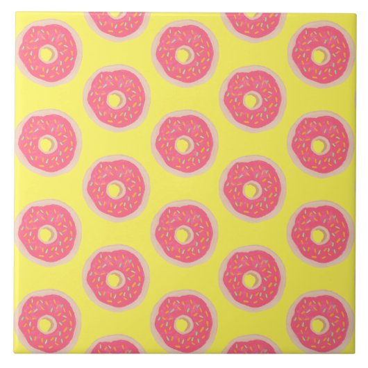 Trendige rosa Sprinkles-Donuts Lustiges Muster Fliese (Vorderseite)