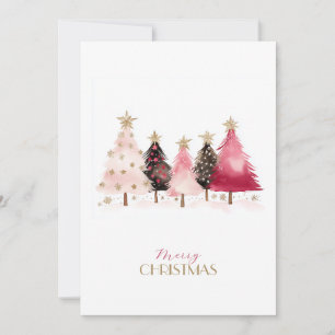 Trendige rosa Weihnachtsbäume Weihnachtskarte Feiertagskarte