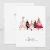 Trendige rosa Weihnachtsbäume Weihnachtskarte Feiertagskarte (Vorne/Hinten)