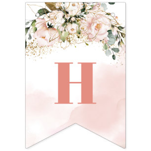 Trendige Rose Gold florale Gold 16. Geburtstagspar Wimpelkette