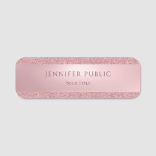 Trendige Rose Gold Glitzer Hübsch Moderne Vorlage Namensschild
