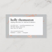 Trendige Rose Gold-Marmormuster auf Grau-Designer Visitenkarte (Rückseite)