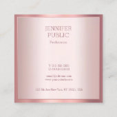 Trendige Rose Gold Moderne Elegante Einfache Vorla Quadratische Visitenkarte (Rückseite)